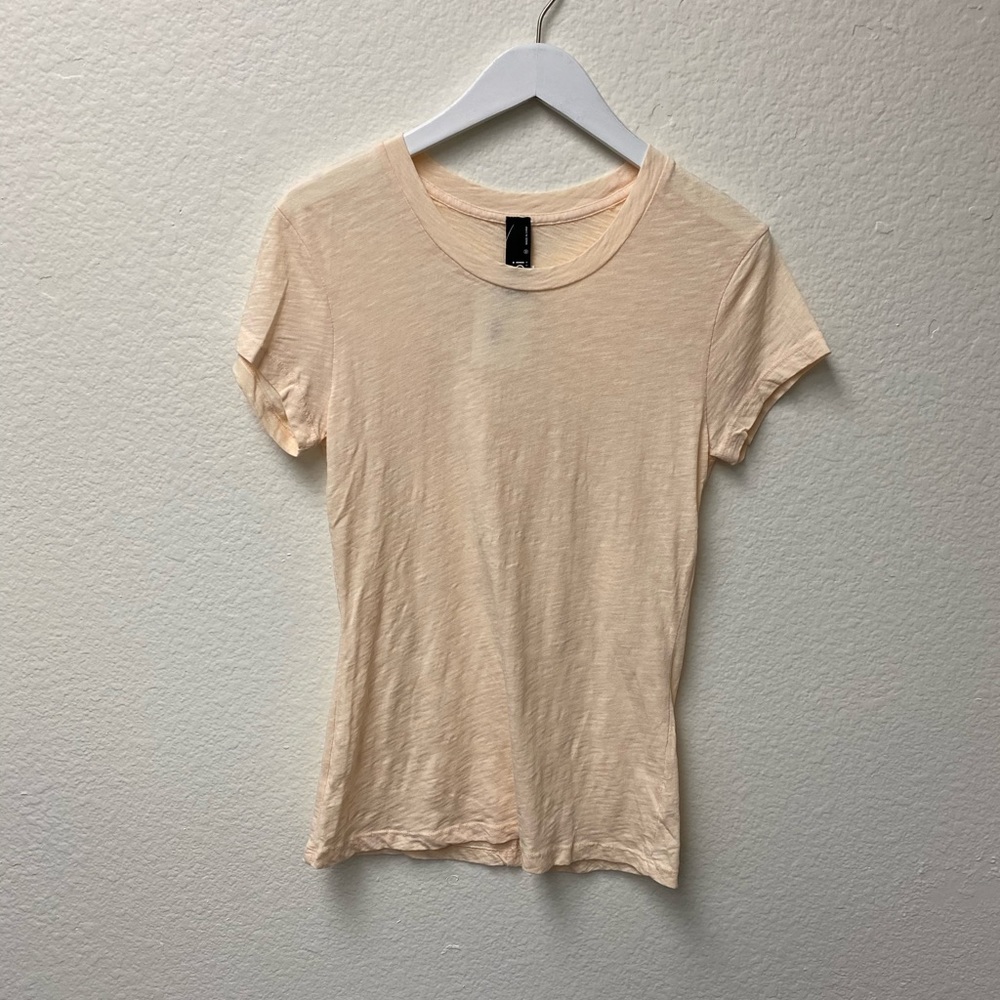Bobi Simple Crew Neck Short Sleeve Tee Peach